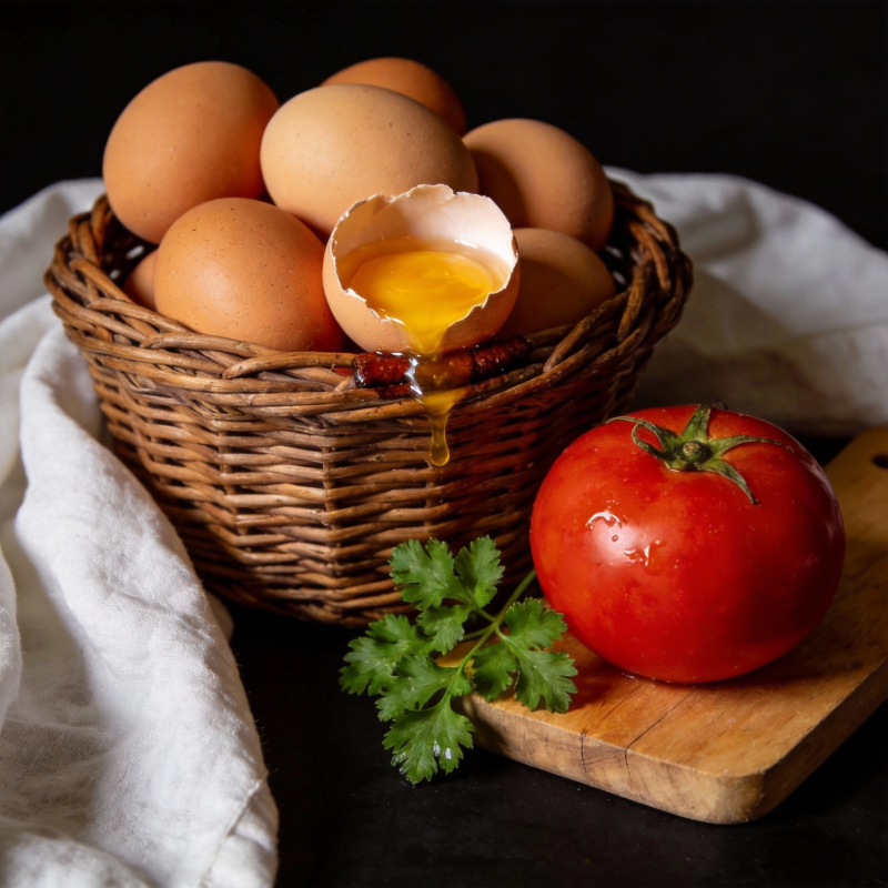 鸡蛋番茄配香菜图片