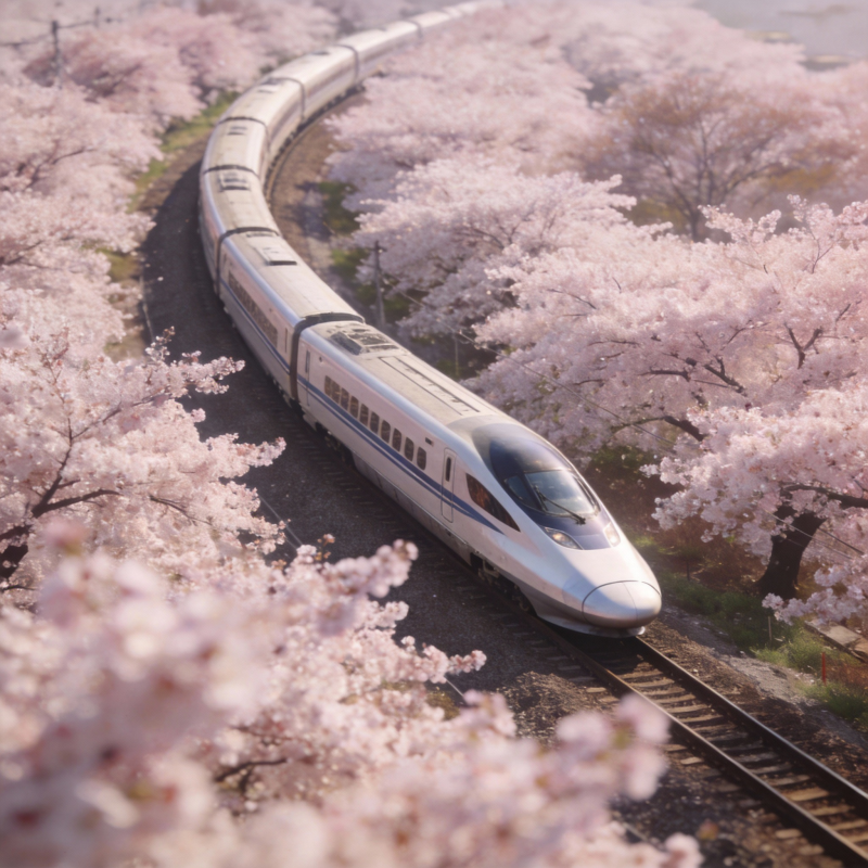 樱花季的列车之旅图片