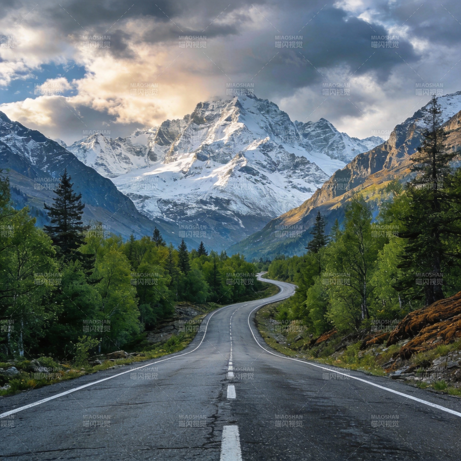 雪山公路风光图片