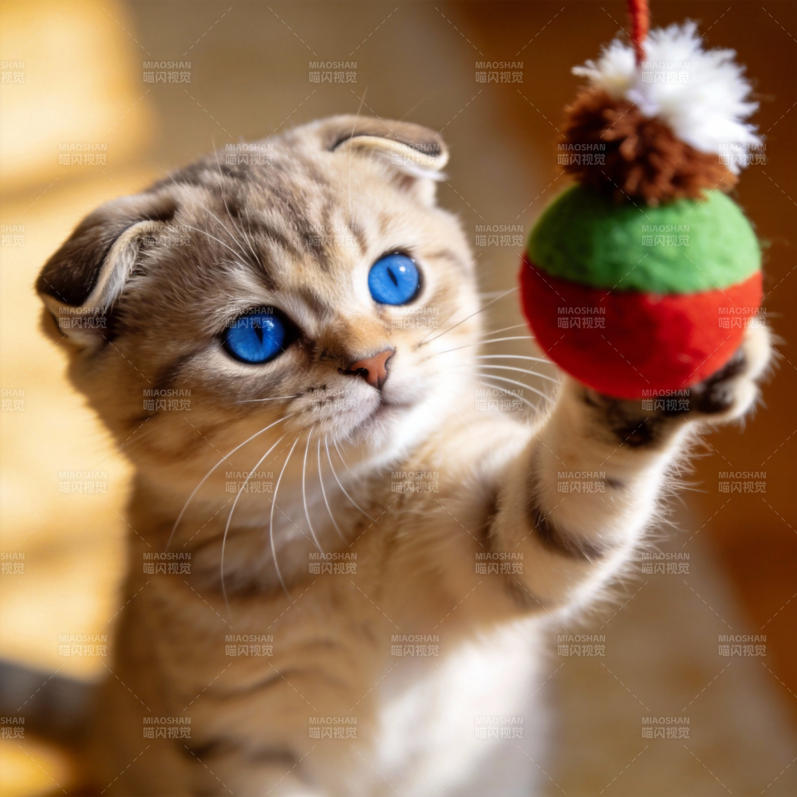 蓝眼猫玩彩球图片