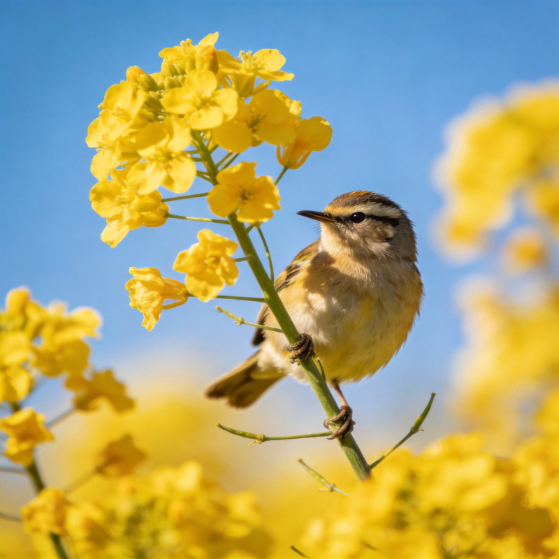 黄花丛中鸟栖枝图片