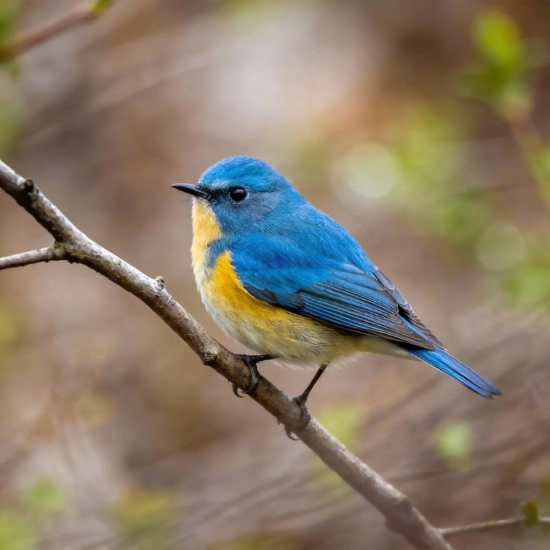 蓝羽小鸟栖枝头图片
