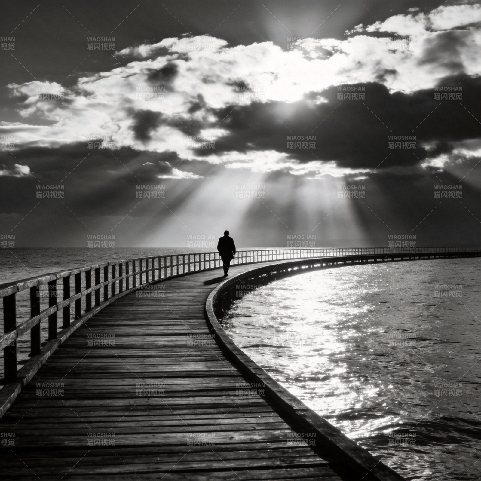 孤影长桥向光行图片