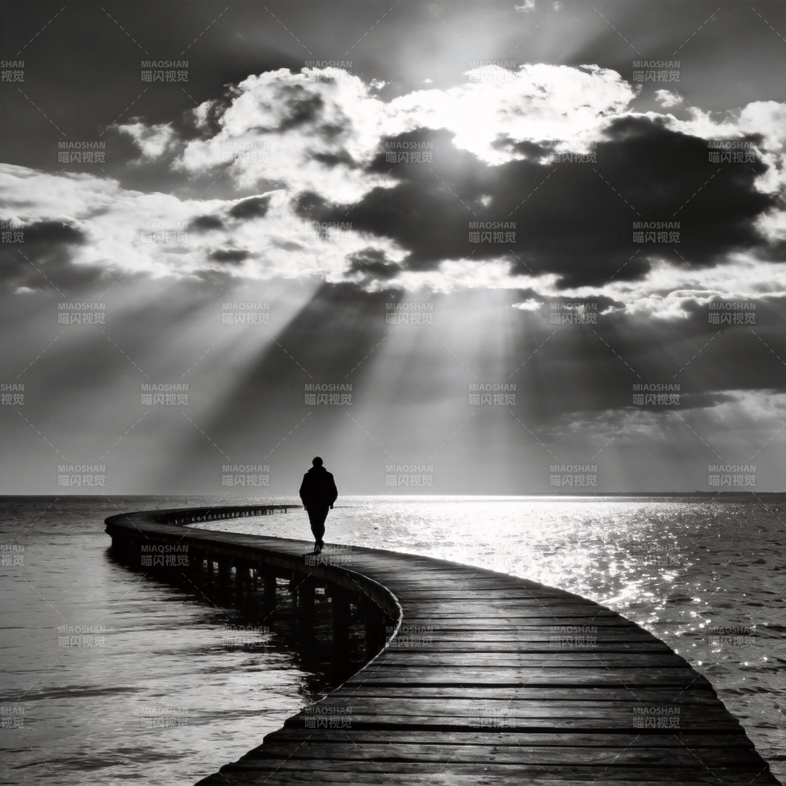 孤影行于长桥图片