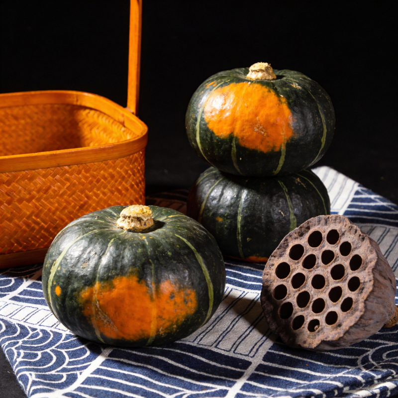 南瓜与莲蓬静物图片