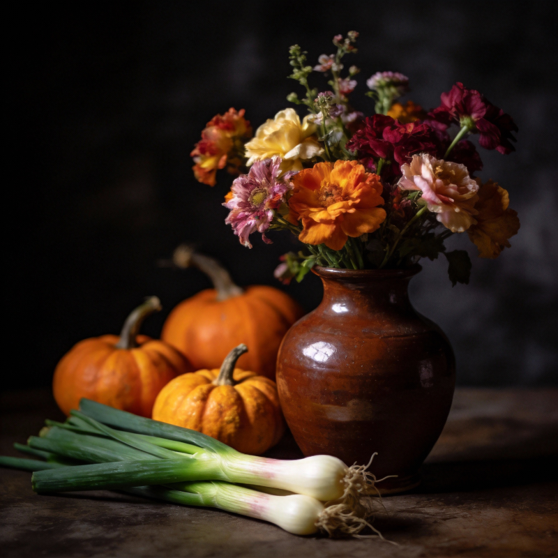 秋日静物花与蔬图片