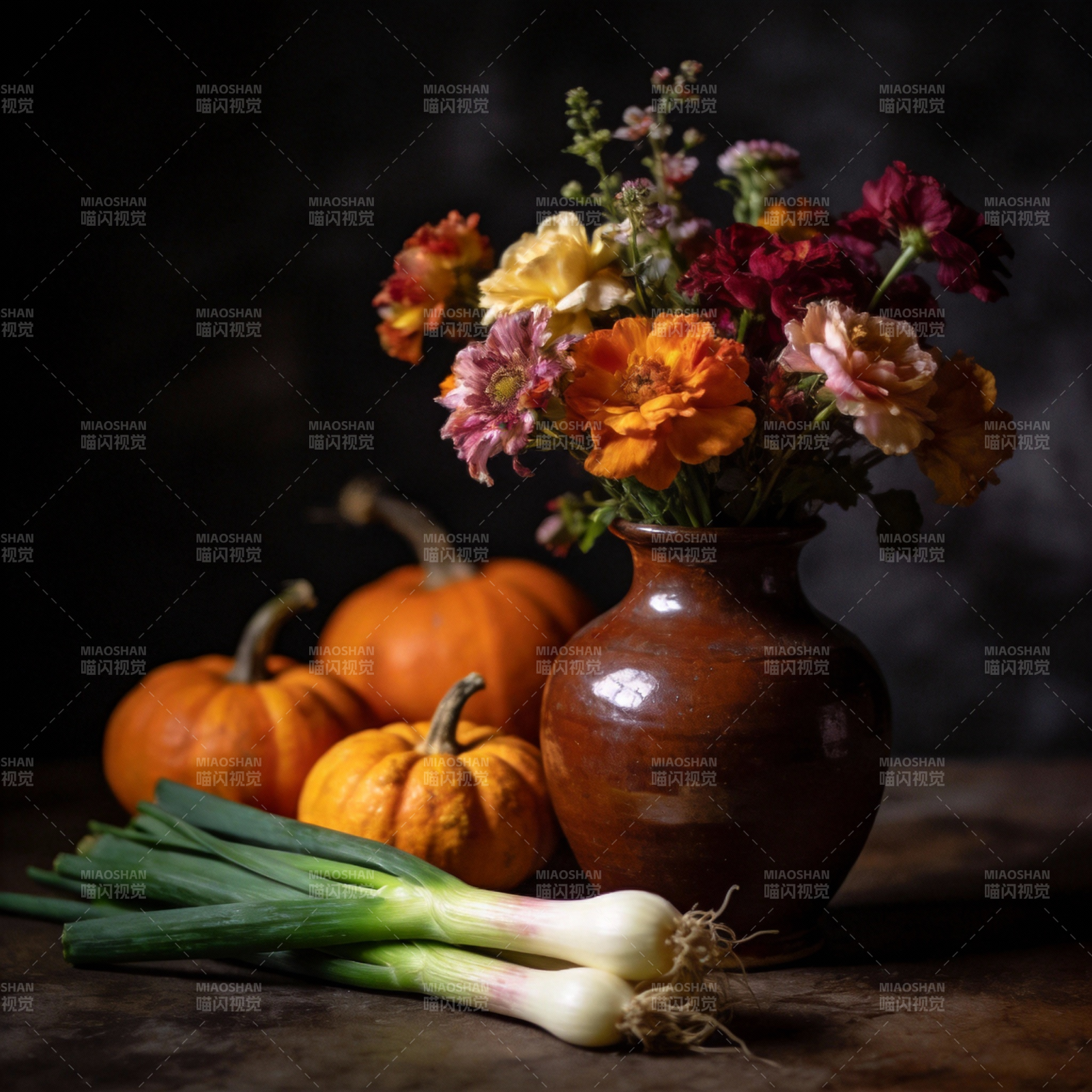 秋日静物花与蔬图片