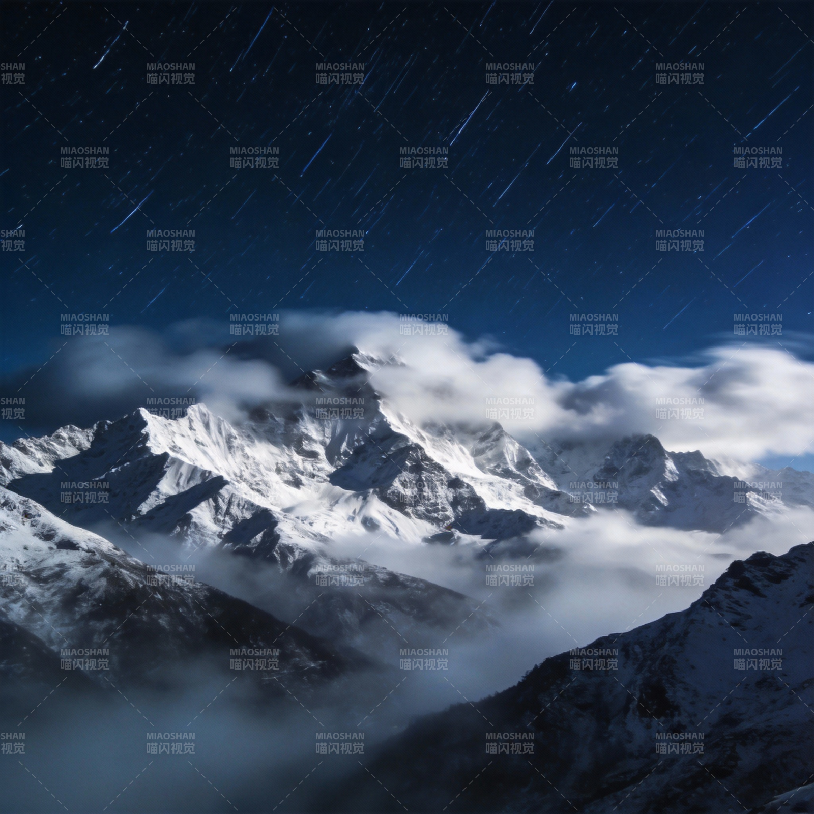 雪山星轨夜景图片