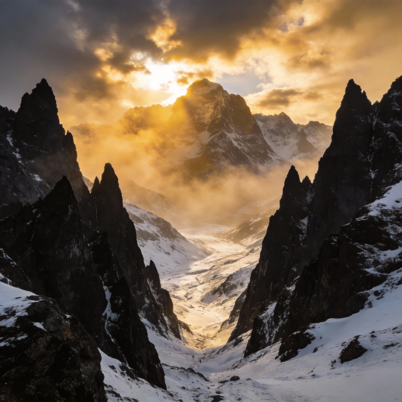雪山日出云海图片