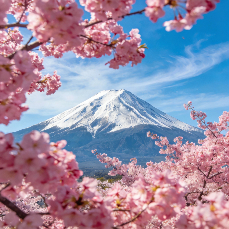 富士山樱盛开图片