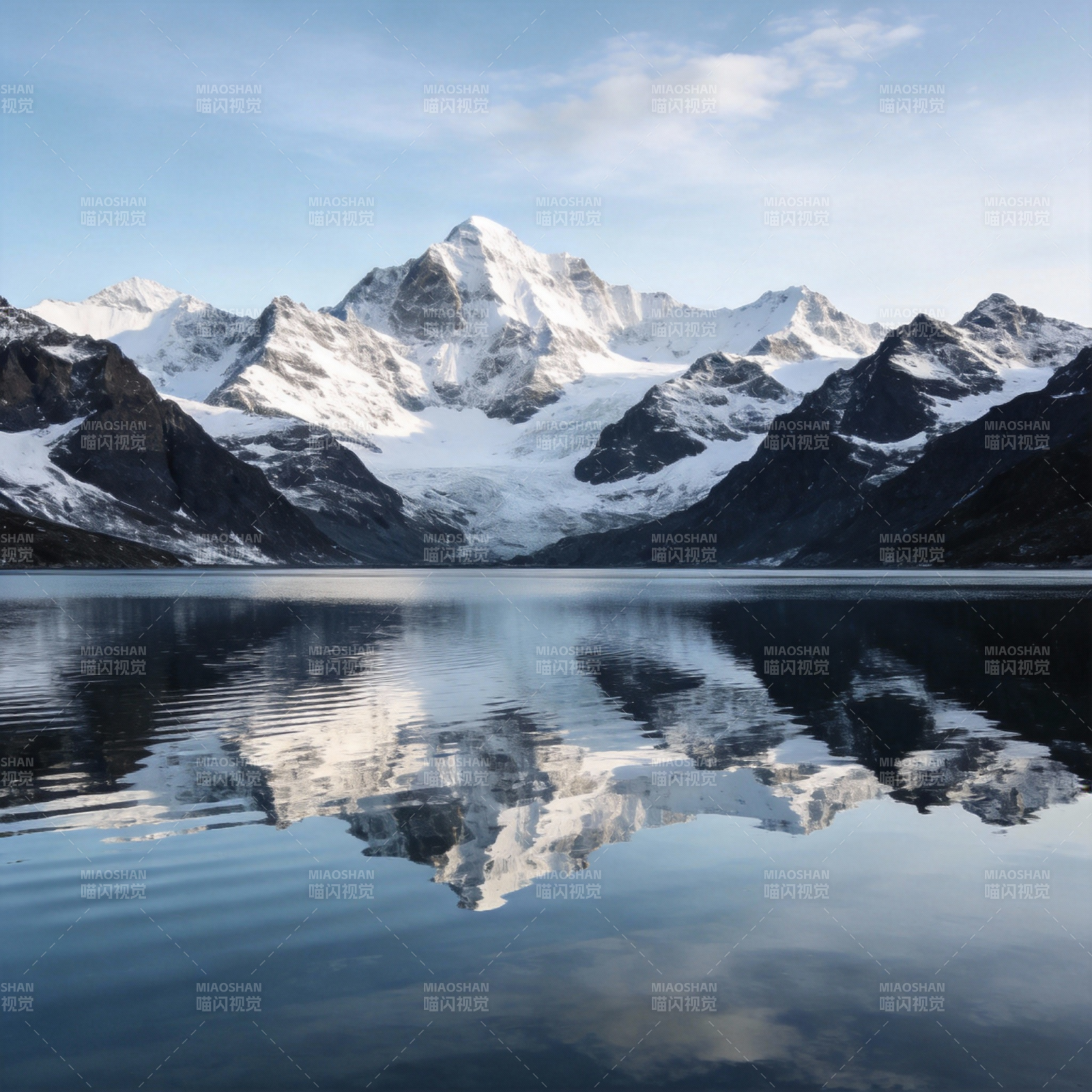 雪山倒影湖中图片