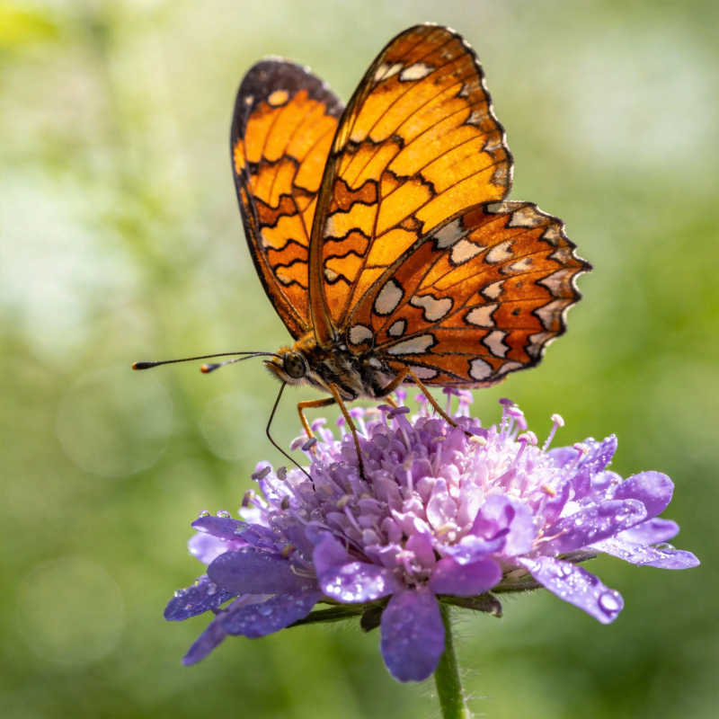 橙蝶栖紫花图片
