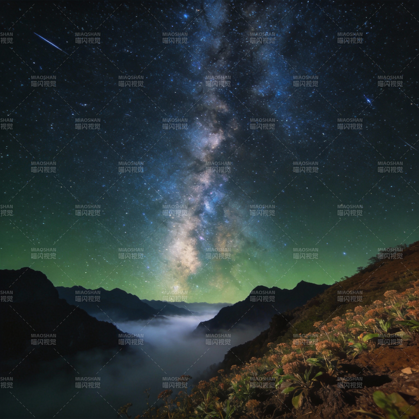 星河山影夜景图片