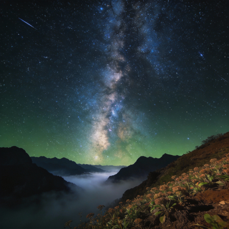 星河山影夜景图片