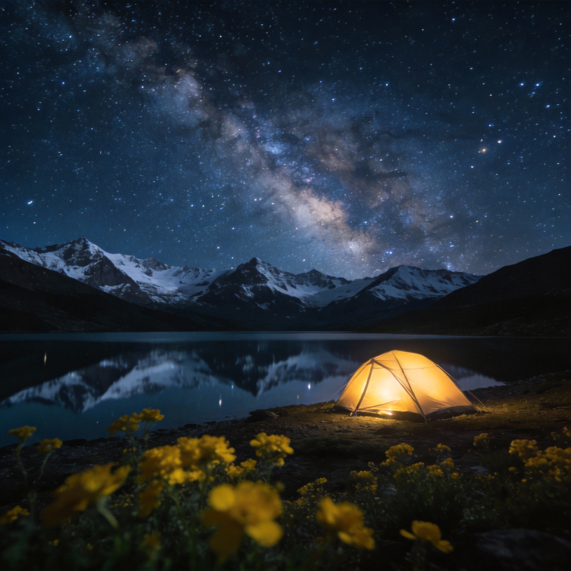 星空下的露营夜图片