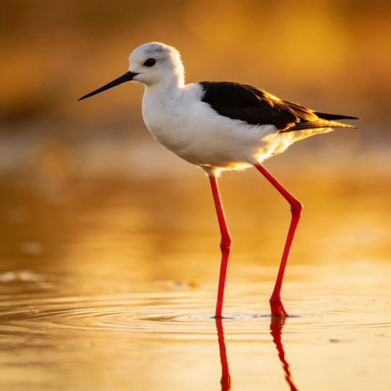 黑翅长脚鹬栖水图片