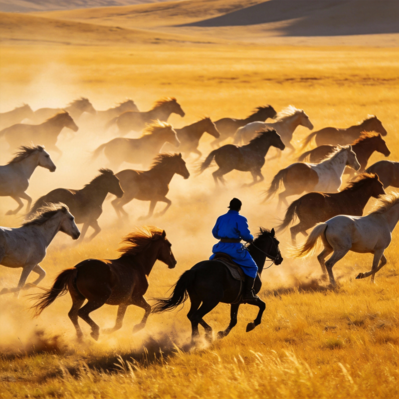 草原驰骋骏马图图片
