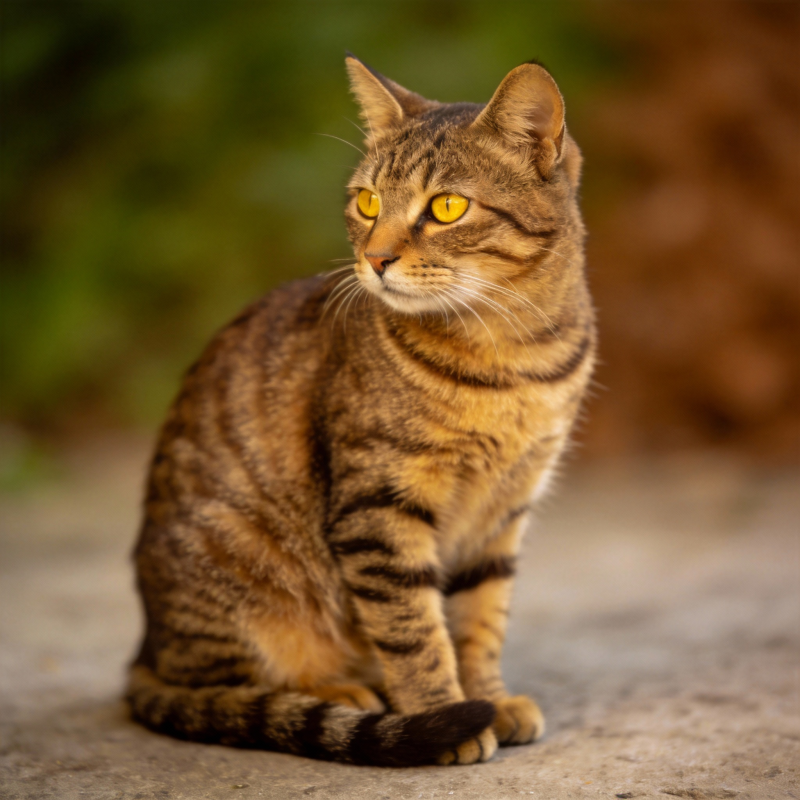 虎斑猫凝视远方图片