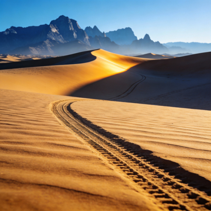 沙漠车辙 远山如画图片