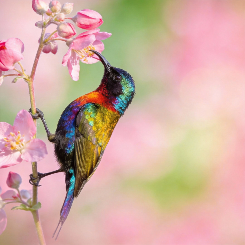 彩虹鸟采蜜图片