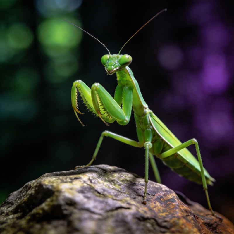 绿螳螂栖石上图片