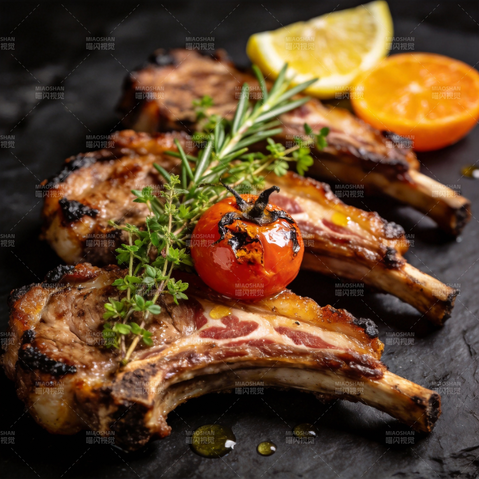 香煎羊排配番茄图片