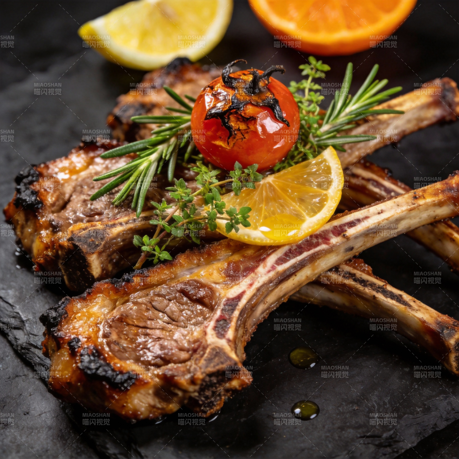 香煎羊排配橙香图片