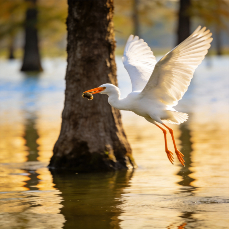 白鹭捕食瞬间图片