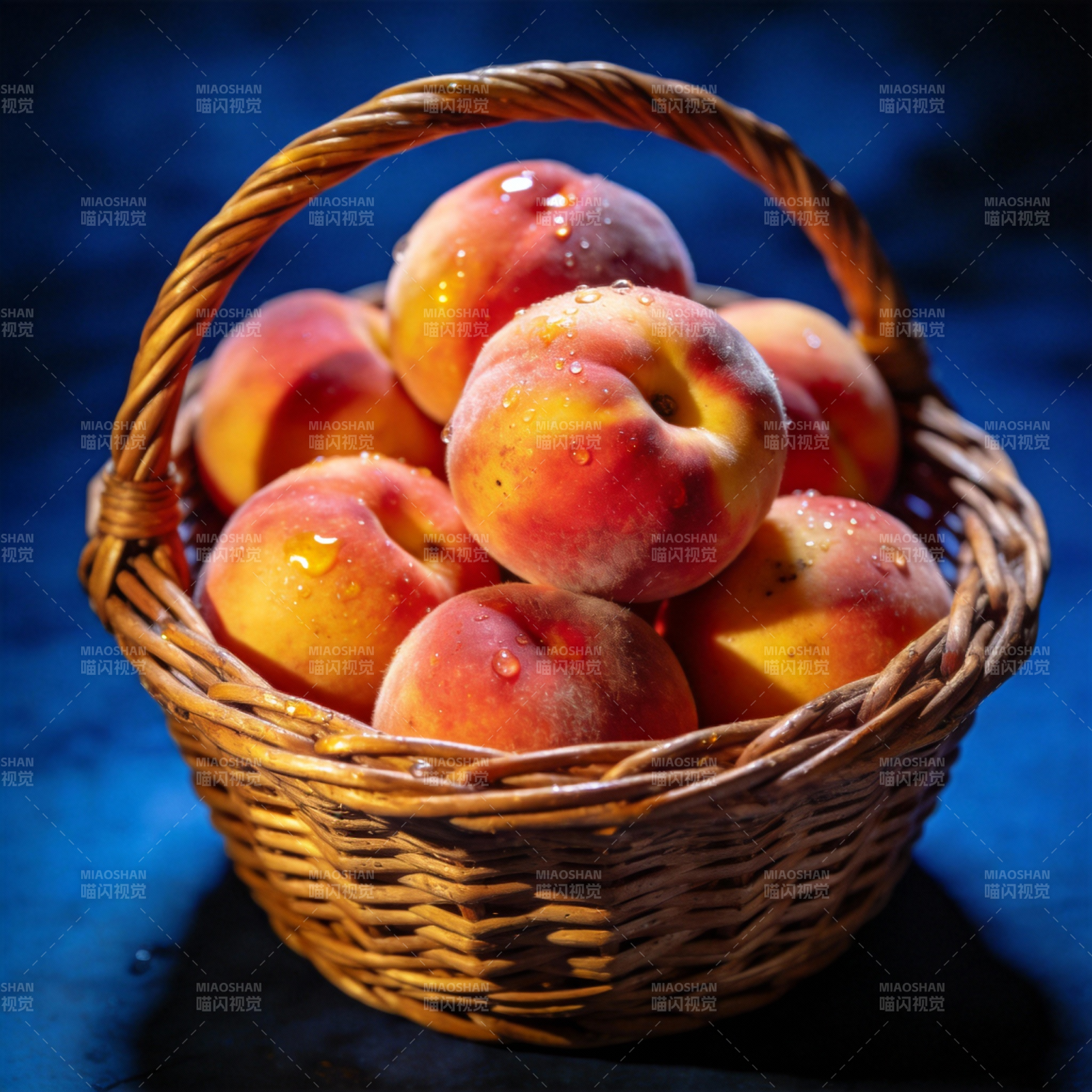 篮中鲜桃 晶莹剔透图片