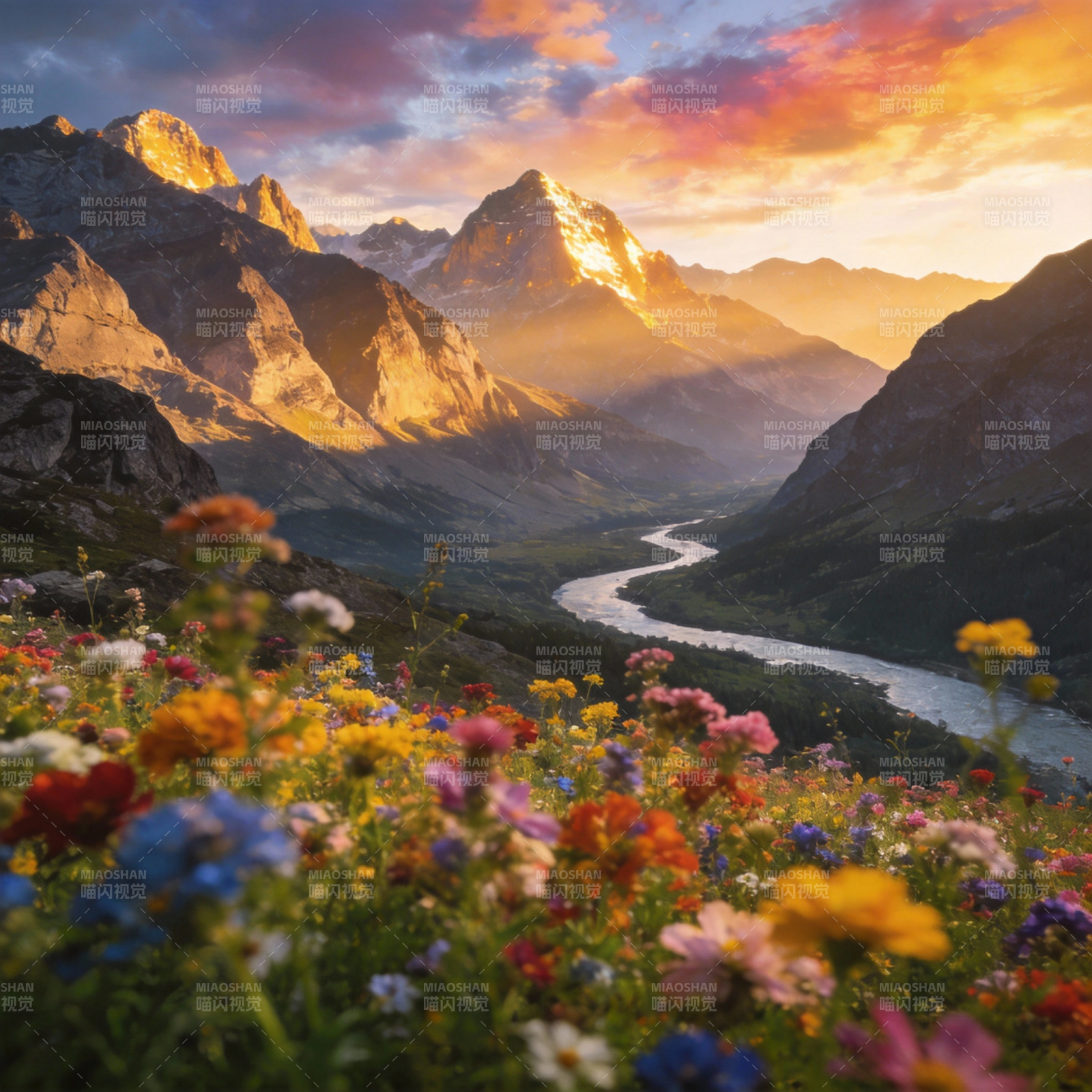 山花烂漫日出时图片