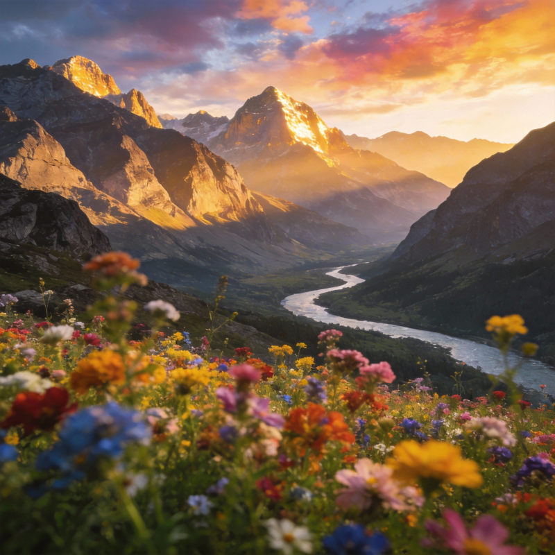 山花烂漫日出时图片