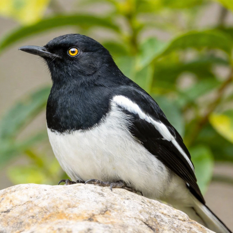 黑白鸟栖石上图片