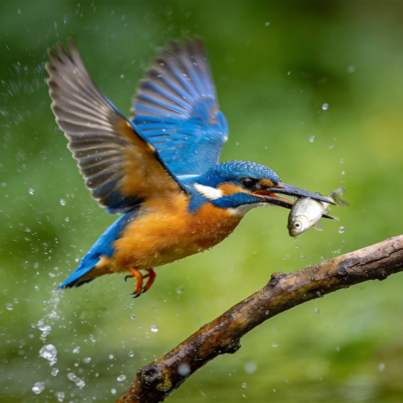 翠鸟捕鱼瞬间图片