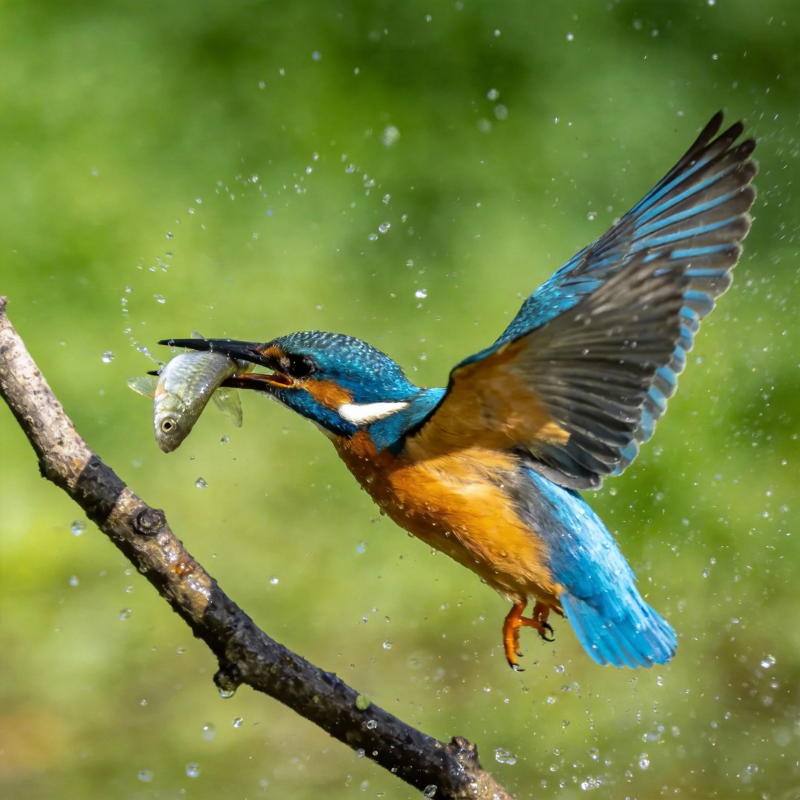 翠鸟捕鱼瞬间图片