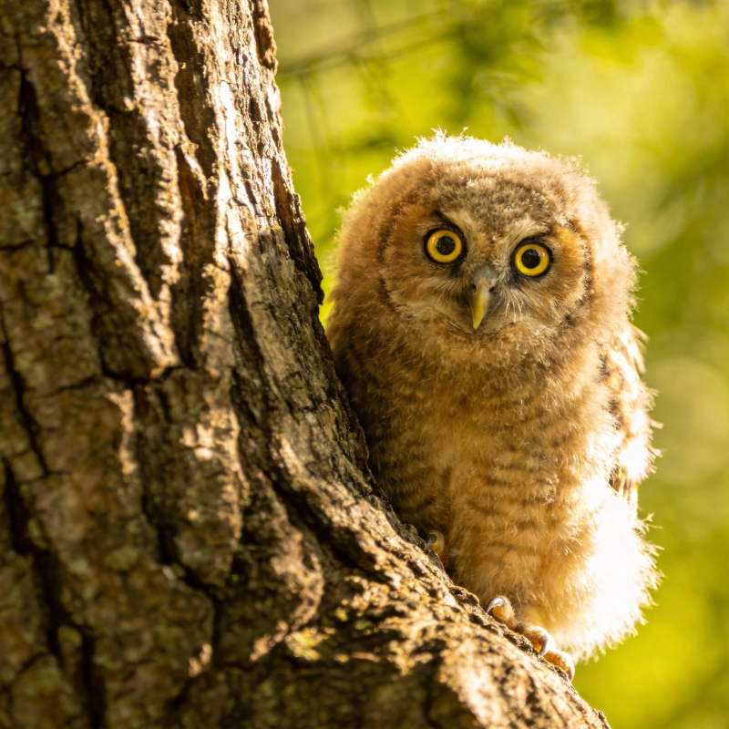 树洞里的小猫头鹰图片
