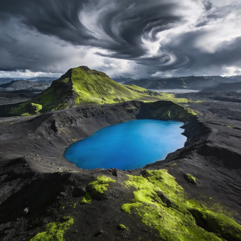 火山湖奇景图片