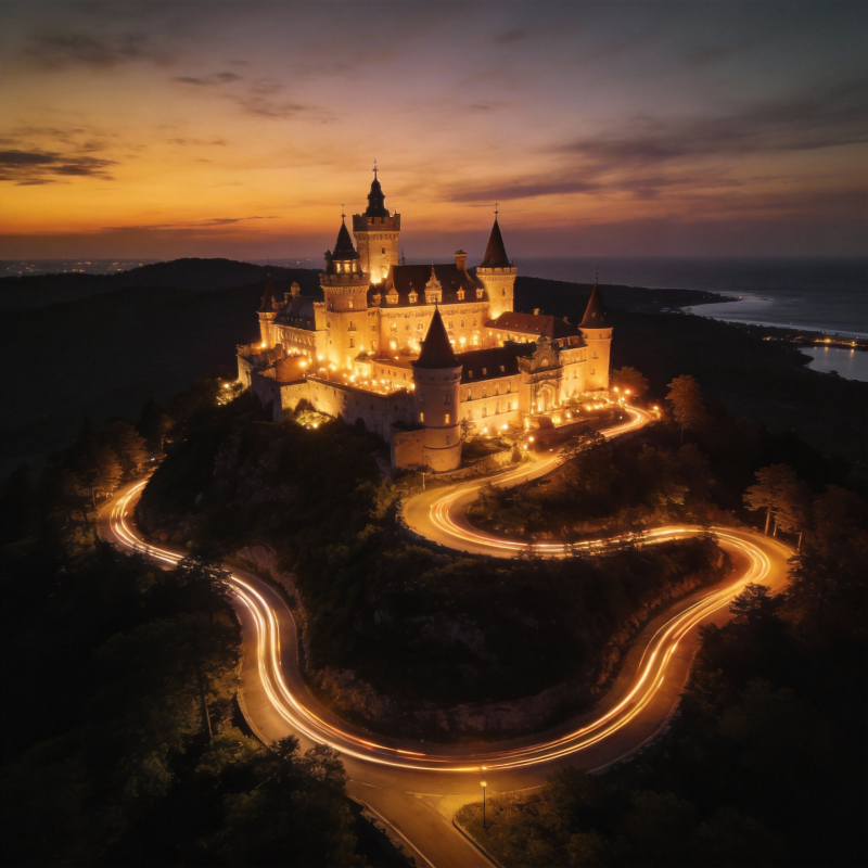 城堡夜景 灯火辉煌图片