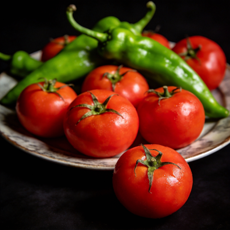 番茄与青椒静物图片