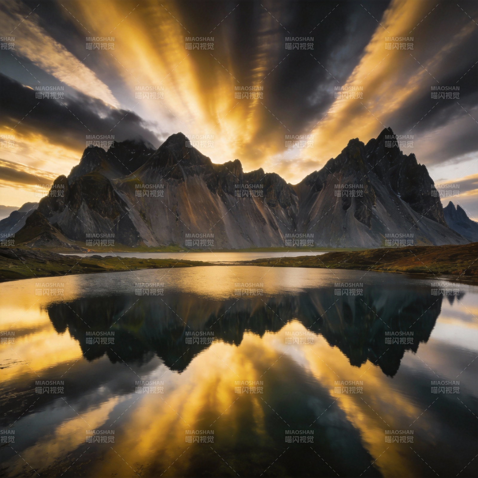 山湖映日辉图片