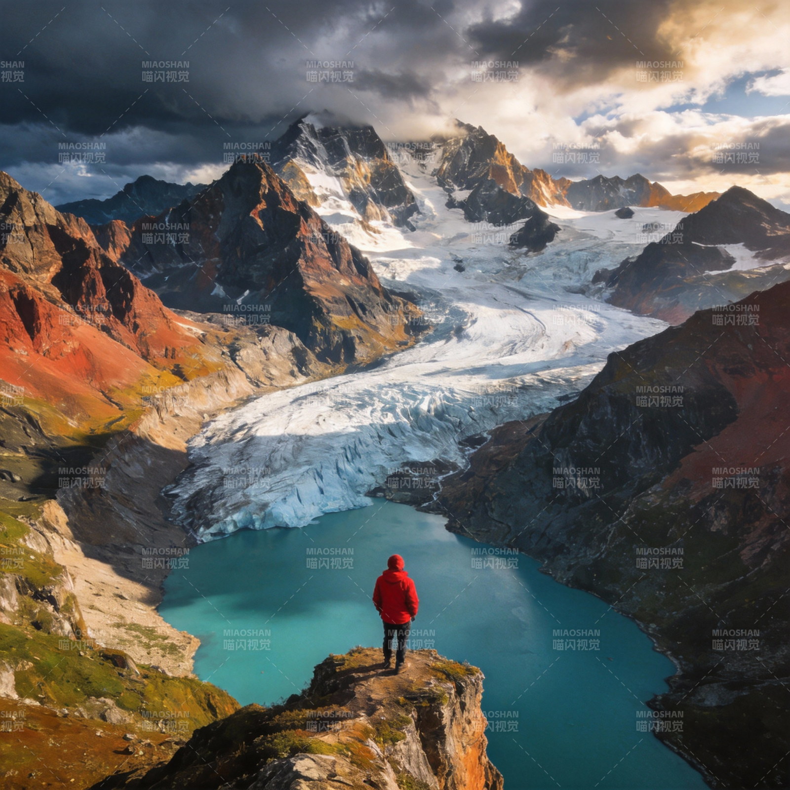 雪山之巅 一人独望图片
