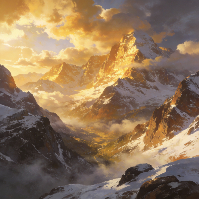 雪山日出壮丽景象图片