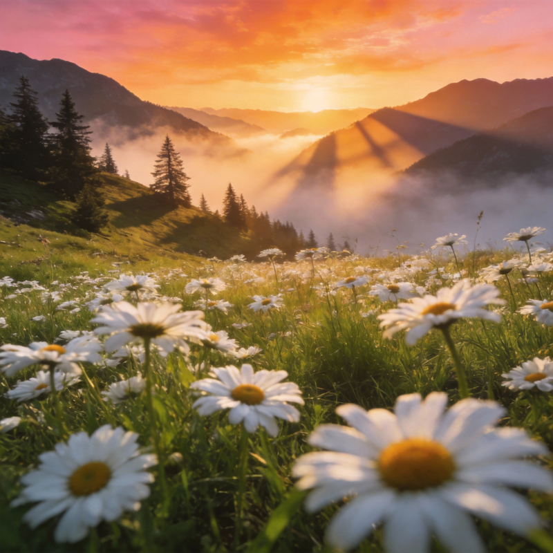 山野晨曦花海图片