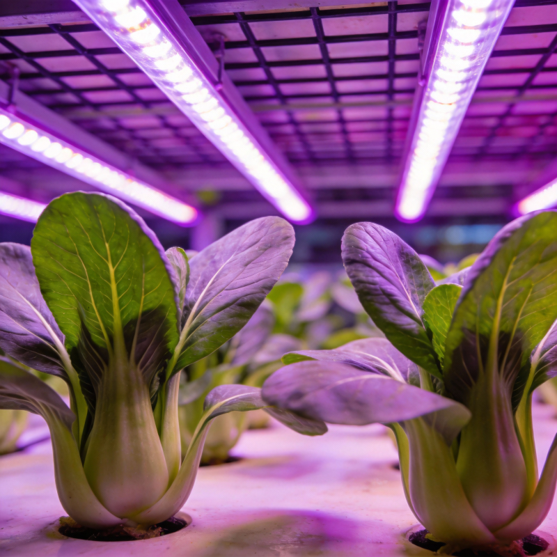 紫光下的绿叶菜图片