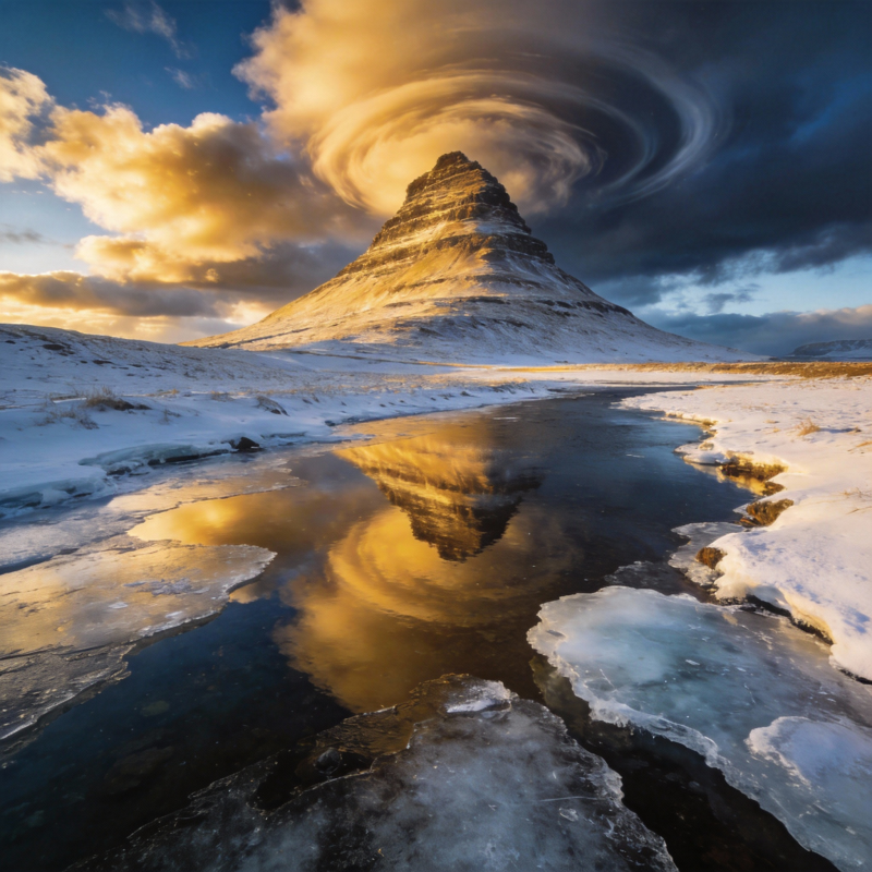 冰川倒影山峰图片