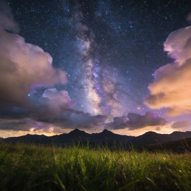 星河山野夜景图片