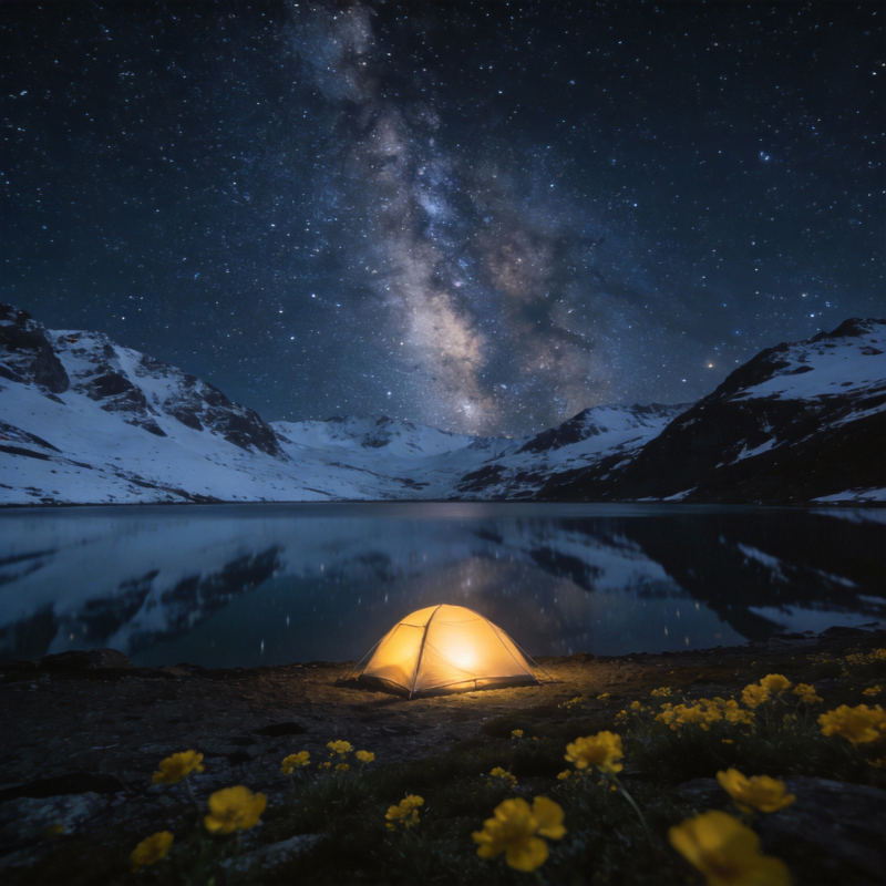 星空下的露营夜图片