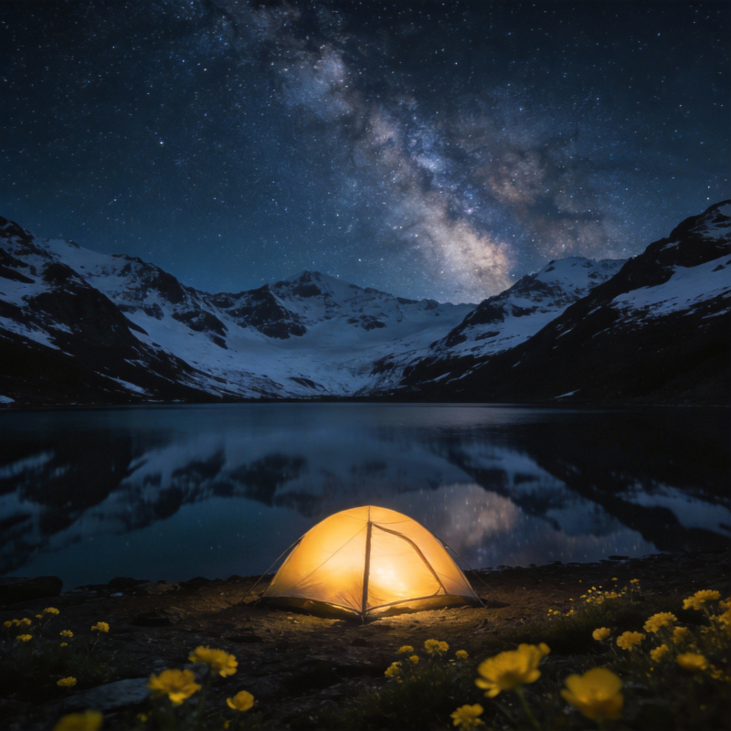 星空下的温暖露营图片