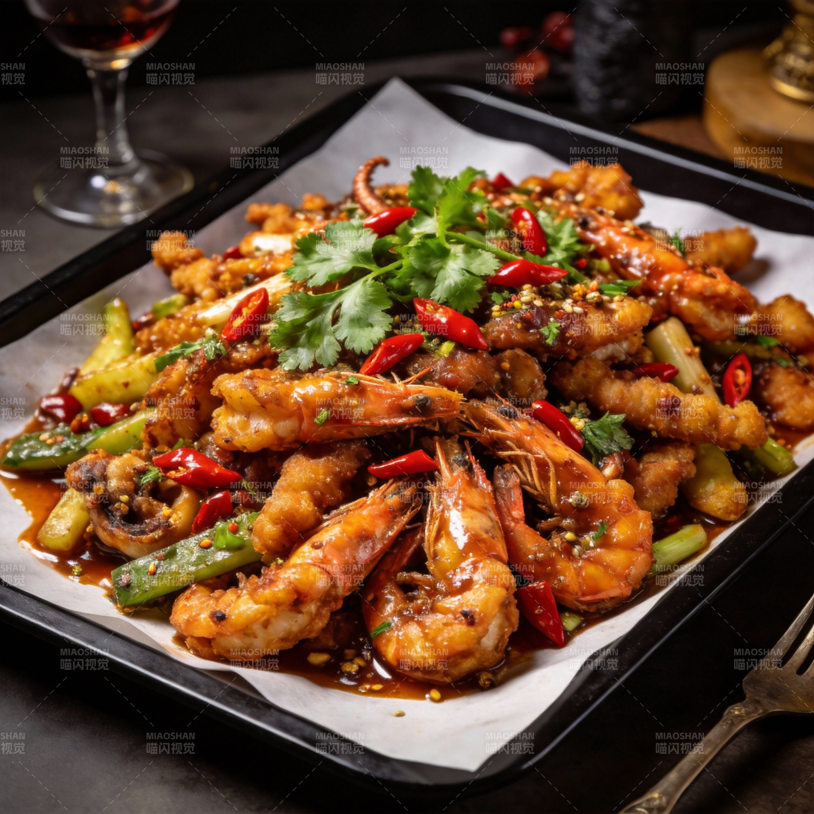 香辣虾仁炒菜图片