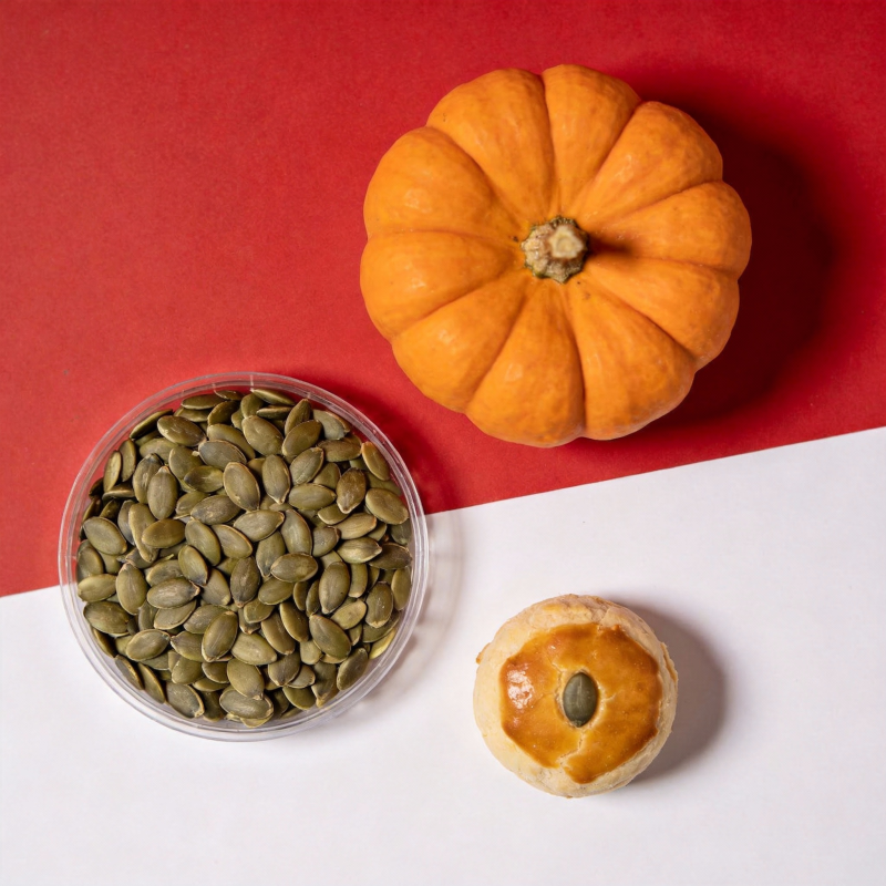 南瓜与籽的秋日静物图片