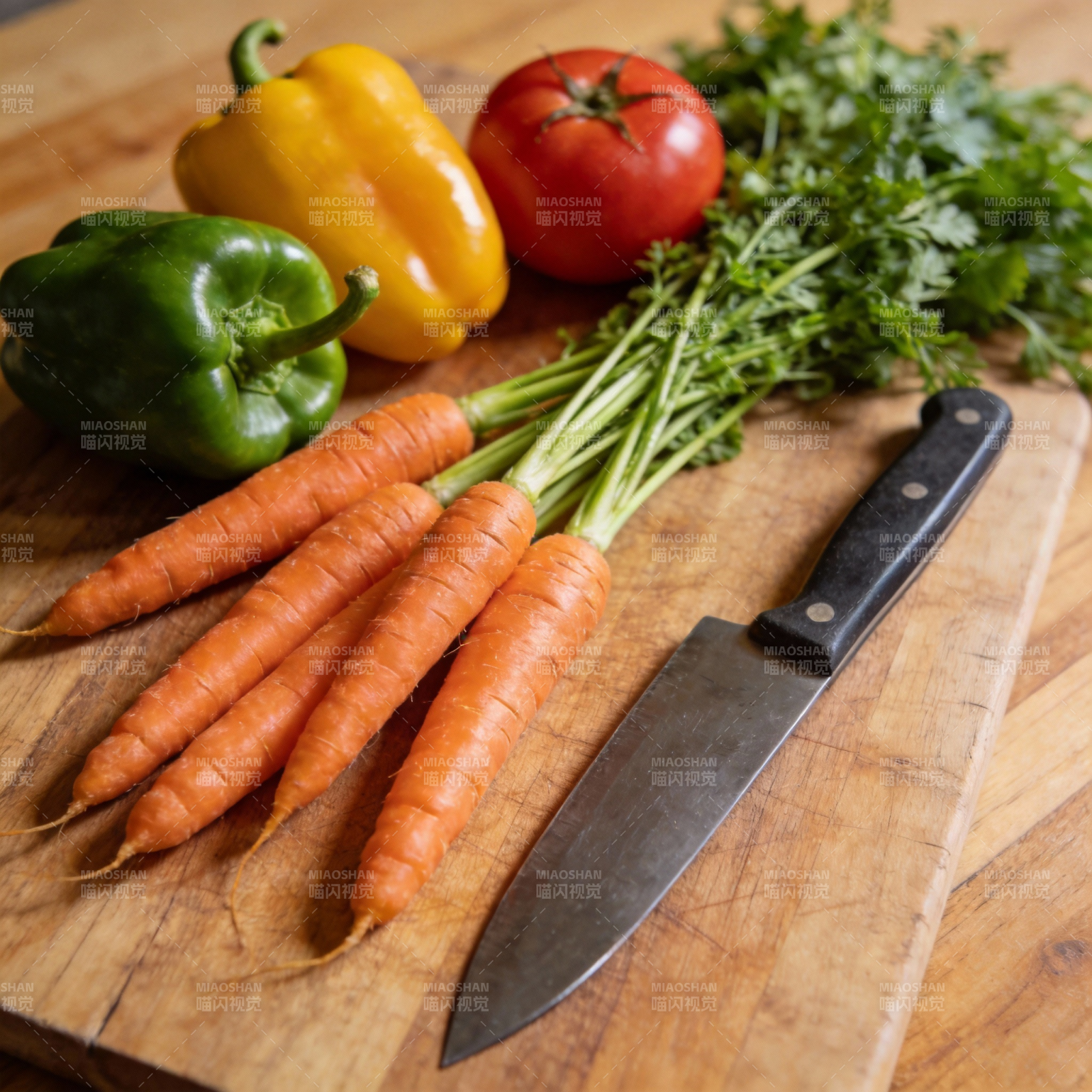 新鲜蔬菜切菜准备图片